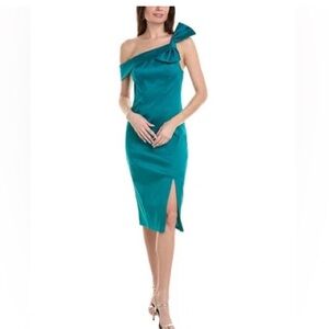 NWT AIDON MATTOX Teal One-Shoulder Dress